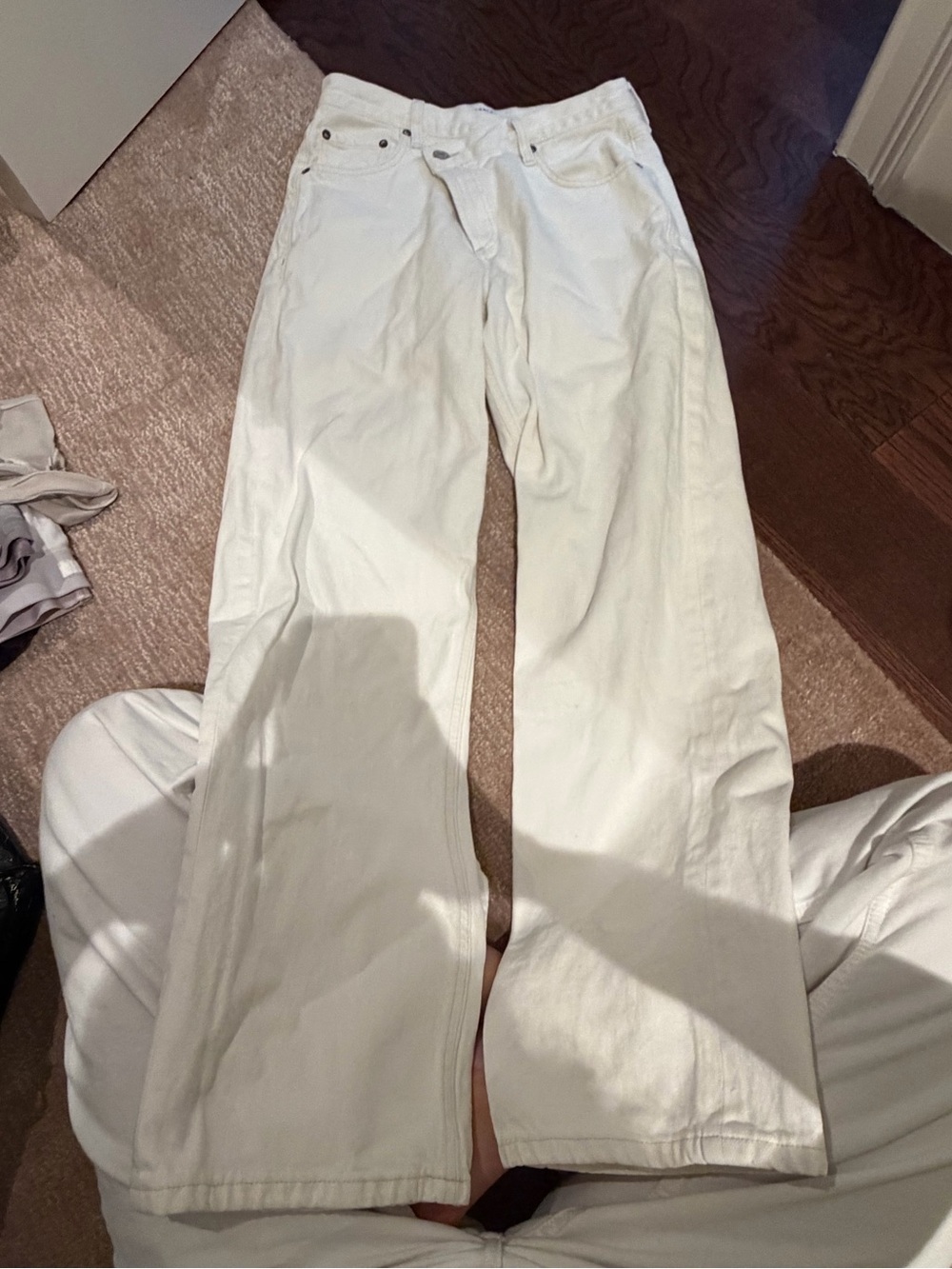 Agolde criss cross white straight leg